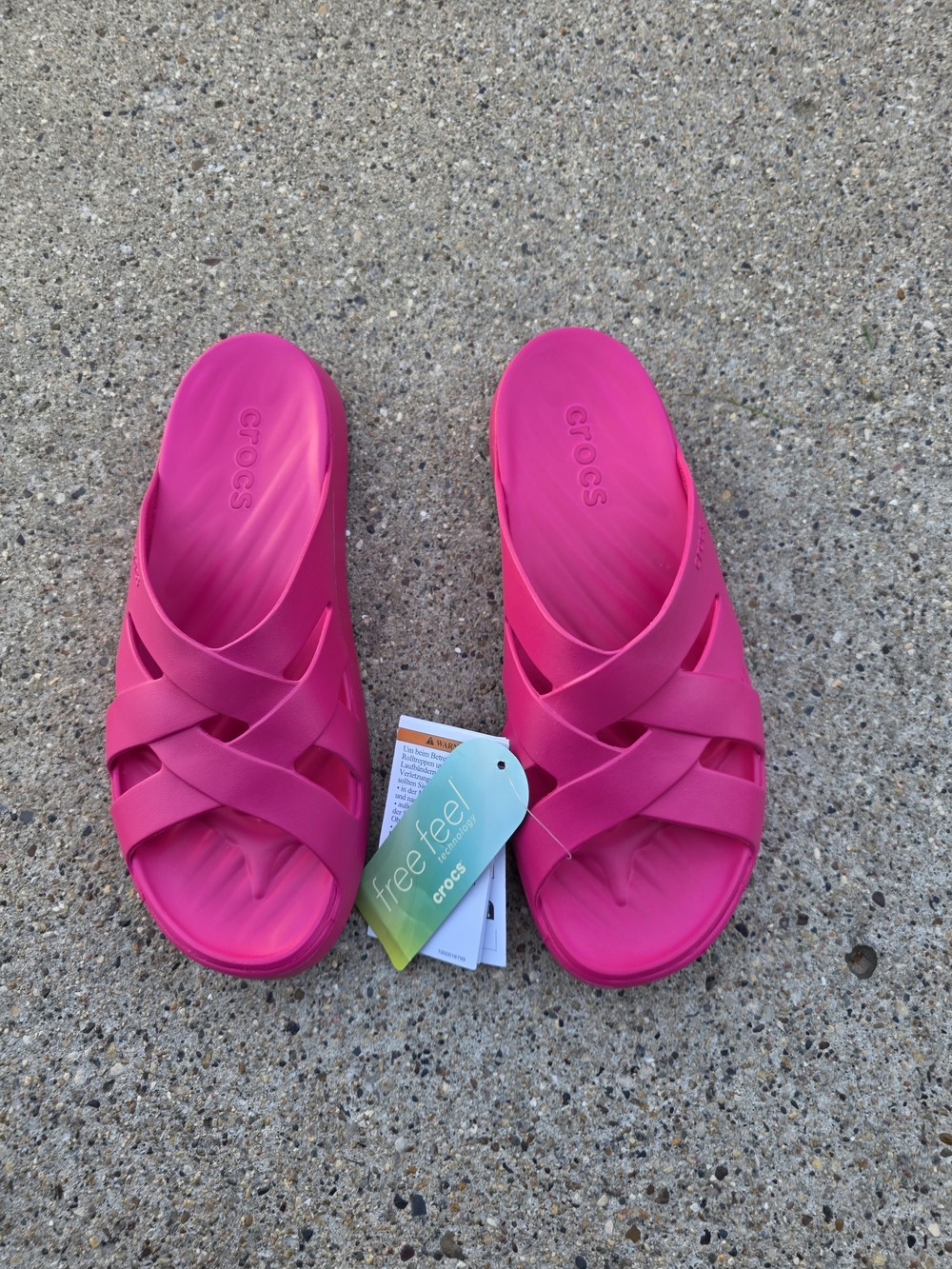 Crocs Pink Crisscross Slide Sandals Women Size 9